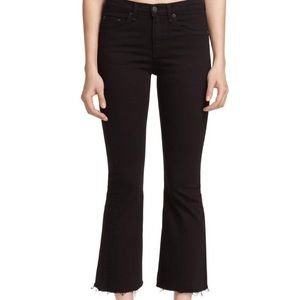 Rag & Bone 10 Inch Crop Flare Black Denim Jeans 24